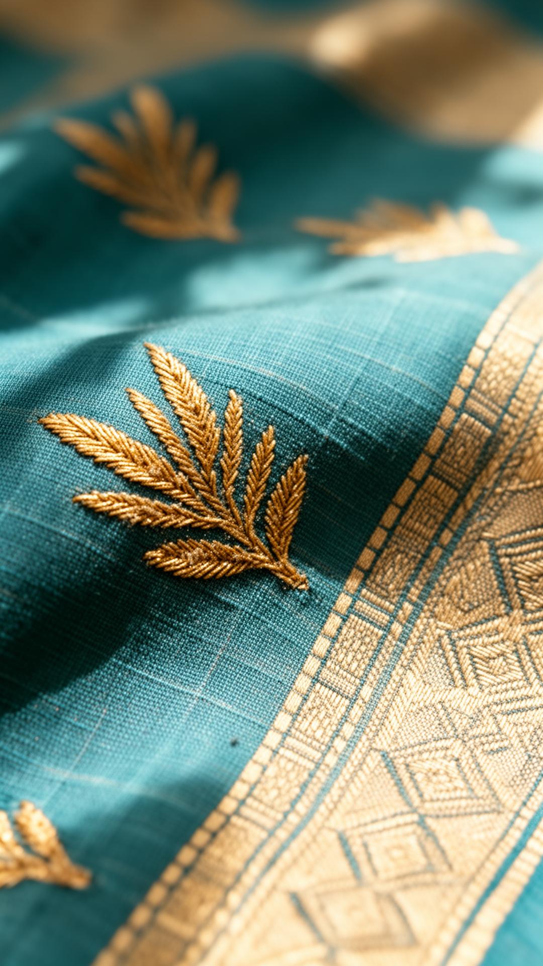 Temporary HOP material photography placeholder showing silk weave, zari and textile detail